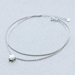 925 Sterling Silver Star Layered Anklet S925 - As Shown In Figure - One Size