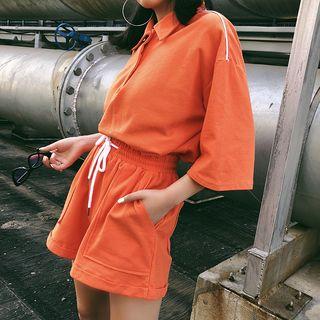 Set: Short-sleeve Print Polo Shirt + Shorts