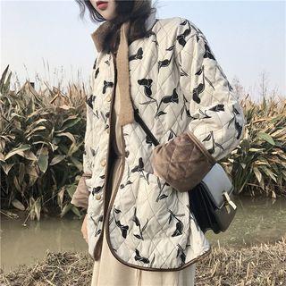 Flower Print Padded Jacket As Shown In Figure - One Size