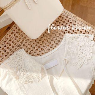 Tie-front Laced-detail Top Ivory - One Size