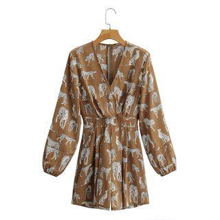 Long-sleeve Leopard Print Romper