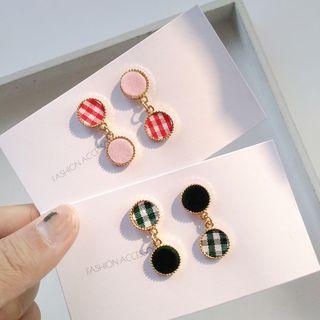 Asymmetric Plaid Circle Drop Earring