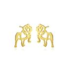 Sterling Silver Plated Gold Simple Cute Puppy Stud Earrings Golden - One Size