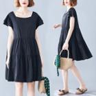 Plain Midi Skirt Black - L