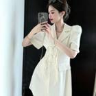 Short-sleeve Frog-button Blazer Dress