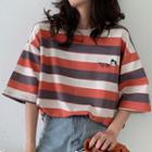 Printed Wide-stripe Short-sleeve T-shirt