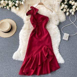 Off-shoulder Ruffle Suspender Mermaid Dress