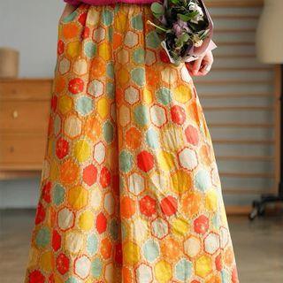 Geometric Print Wide Leg Cropped Pants