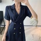 V-neck Short-sleeve Slim-fit Shirtdress