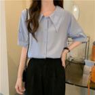 Puff-sleeve Wide Collar Blouse