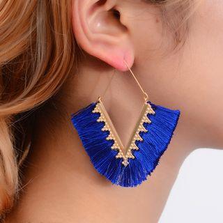 Fringed Alloy Rhombus Dangle Earring