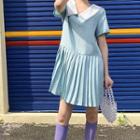 Sailor Collar Plaid Pleated Dress