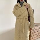 Quilted Long Coat With Belt