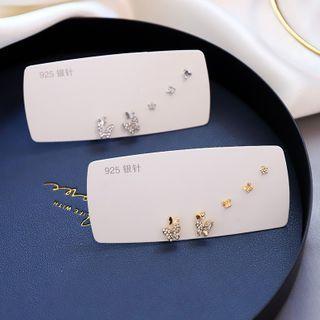 Set Of 5: Rhinestone Butterfly Ear Stud