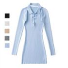 Set: Halter-neck Frog Button Knit Mini Bodycon Dress + Shrug