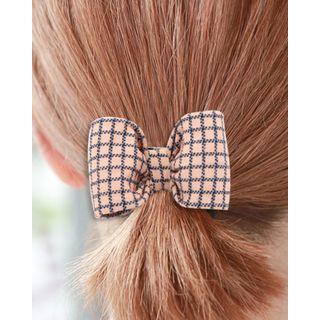 Checked Bow Elastic Hair Tie