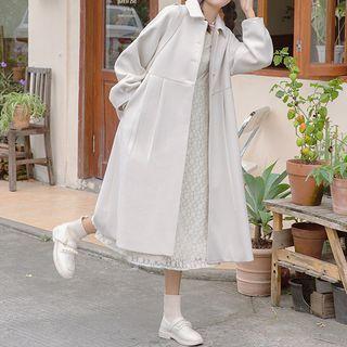 Lace Bow Woolen Trench Coat