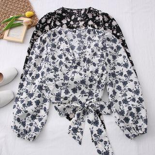 Tie-waist Floral Crop Top