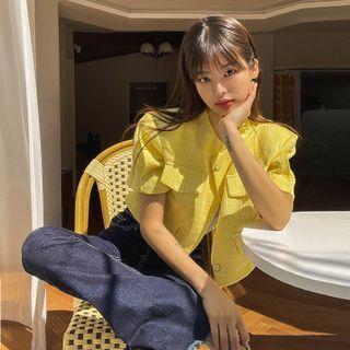Round-neck Flap Tweed Jacket