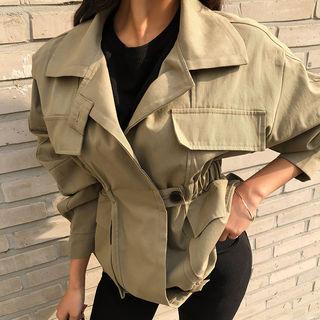 Pocket-detail Gathered-waist Parka