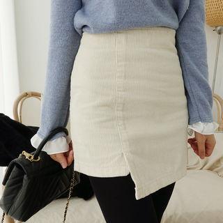 Zip-sided Corduroy Mini Skirt