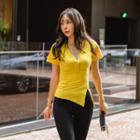 V-neck Diagonal-hem Henley