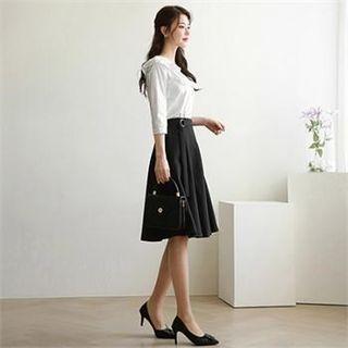 Tall Size Buckled-waist A-line Skirt