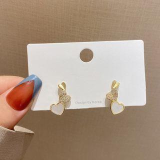 Heart Rhinestone Acrylic Dangle Earring 1 Pair - E4007 - 925 Silver - Gold - One Size