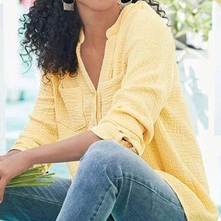 Pocket Detail Henley Blouse