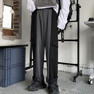 Patchwork Side Pocket Straight-fit Pants