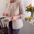 Round-neck Faux-pearl Tweed Jacket