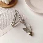 Butterfly & Heart Alloy Hair Clamp Silver - One Size