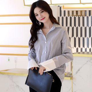 Contrast Wide-cuff Stripe Shirt