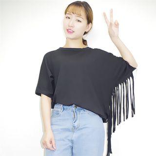 Fringed Elbow Sleeve T-shirt