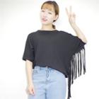 Fringed Elbow Sleeve T-shirt