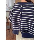 Button-back Stripe Sweater