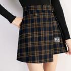 Asymmetric-gingham Mini Skirt