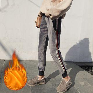 Striped Fleece-lined Sweatpants