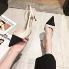 Two-tone Pointy-toe Stiletto Heel Slingback Sandals