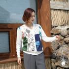 V-neck Patchwork Cardigan