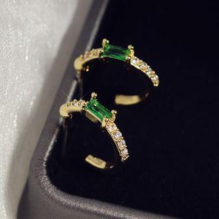 925 Silver Rhinestone Hoop Earrings / Clip On Earring