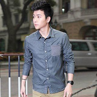 Long-sleeve Paneled Check Shirt