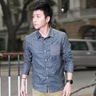 Long-sleeve Paneled Check Shirt