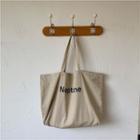Lettering Canvas Tote Bag Lettering - Gray Beige - One Size