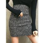 Glittered Slim-fit Skirt As Figure - One Size