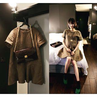 Ruffle-hem Linen Dress