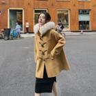 Faux Fur-trim Hooded Toggle Coat
