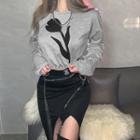 Long Sleeve Rose Print Sweatshirt
