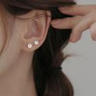 Flower Stud Earring 1 Pair - Silver & White - One Size