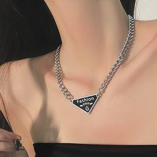 Lettering Necklace Silver & Black - One Size